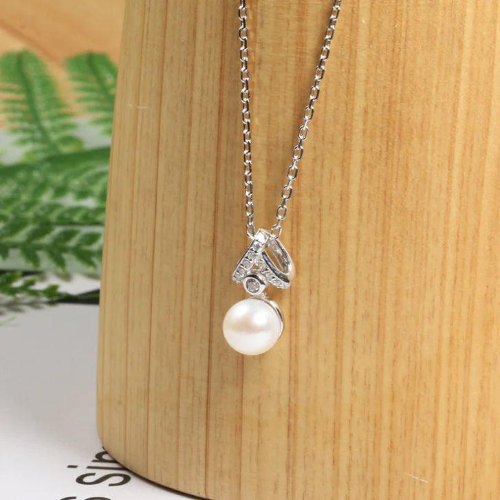 Crown Necklace, Pearl Studs, Round Shell Earrings