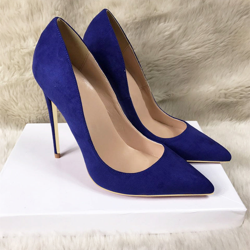 Suede stiletto high heels