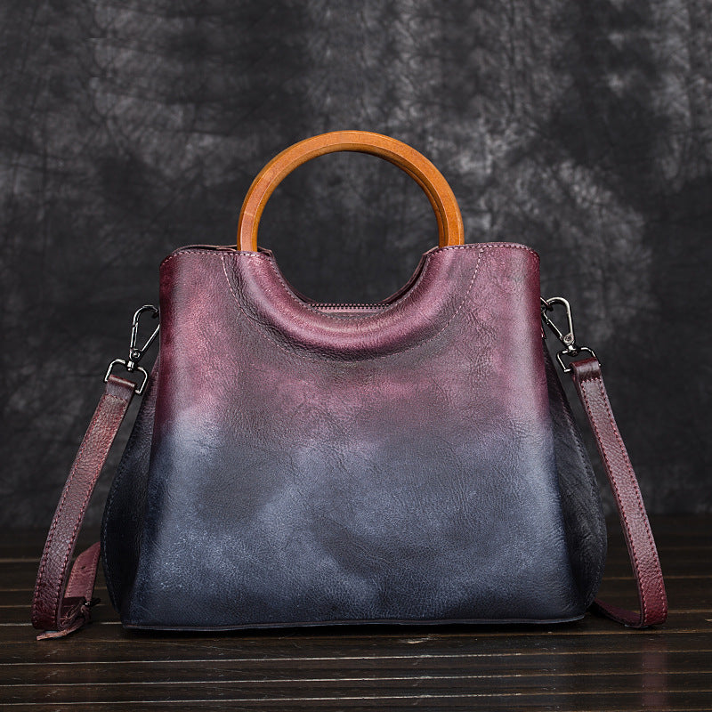 Leather hand-painted suede retro craft handbags. Diagonal package