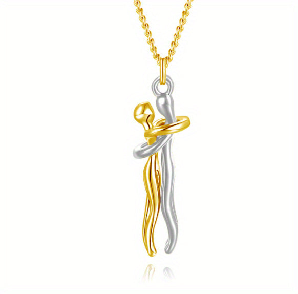 Love Hug Necklace Unisex Men Women Couple Clavicle Chain. Valentines Day Lover Gift