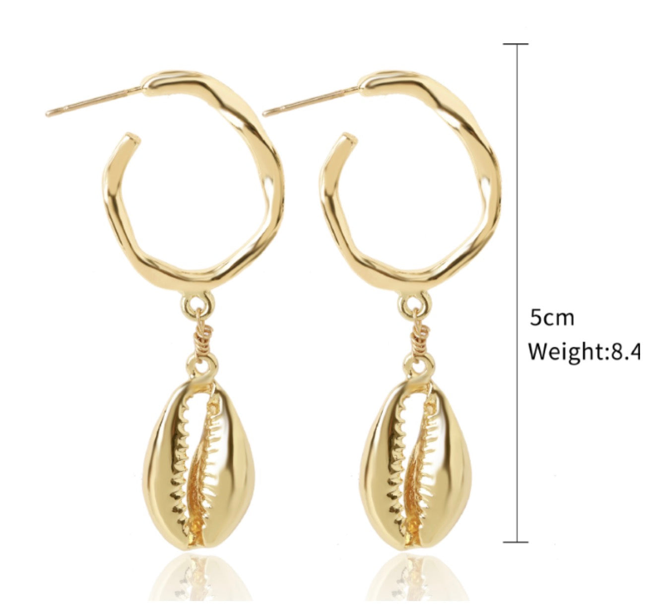 Shell Necklace Set with Gold Shell Earrings for Women
