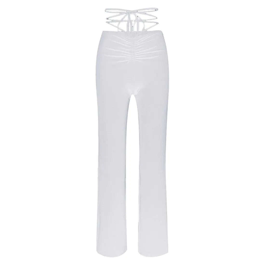High Waist Slim Fit Lace-Up Pants for Women