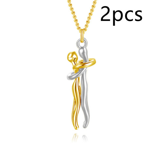 Love Hug Necklace Unisex Men Women Couple Clavicle Chain. Valentines Day Lover Gift