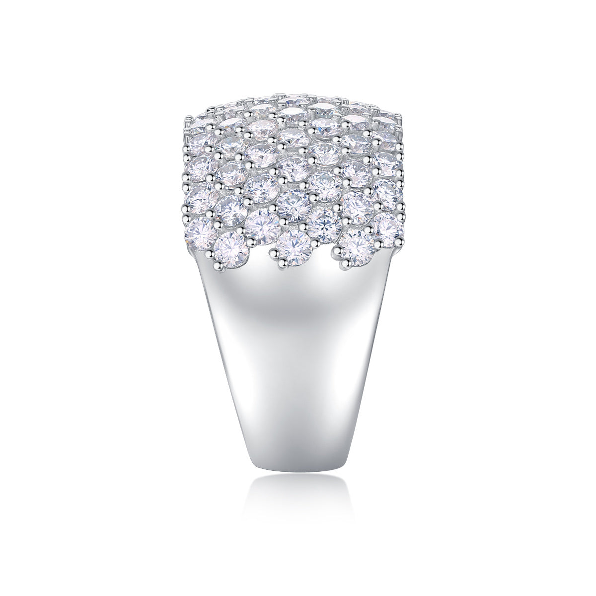 Multiple Row Diamond Wide Rings. Moissanite, Luxury Fashion Silver Rings