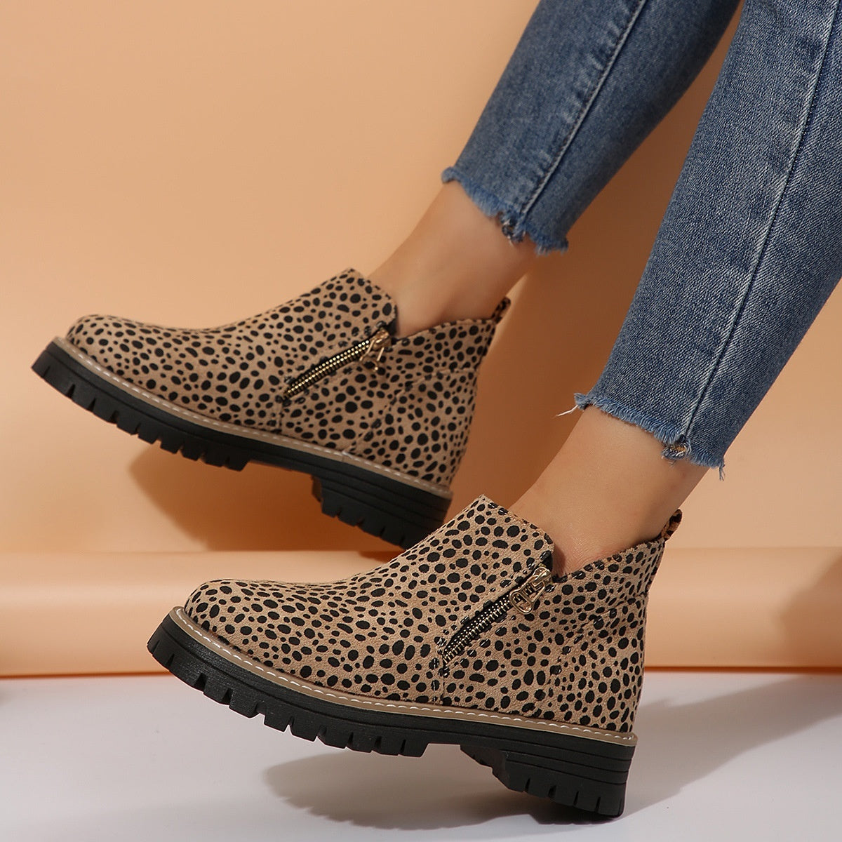 Plus Size Chelsea Spring And Autumn Suede Side Zipper Boots