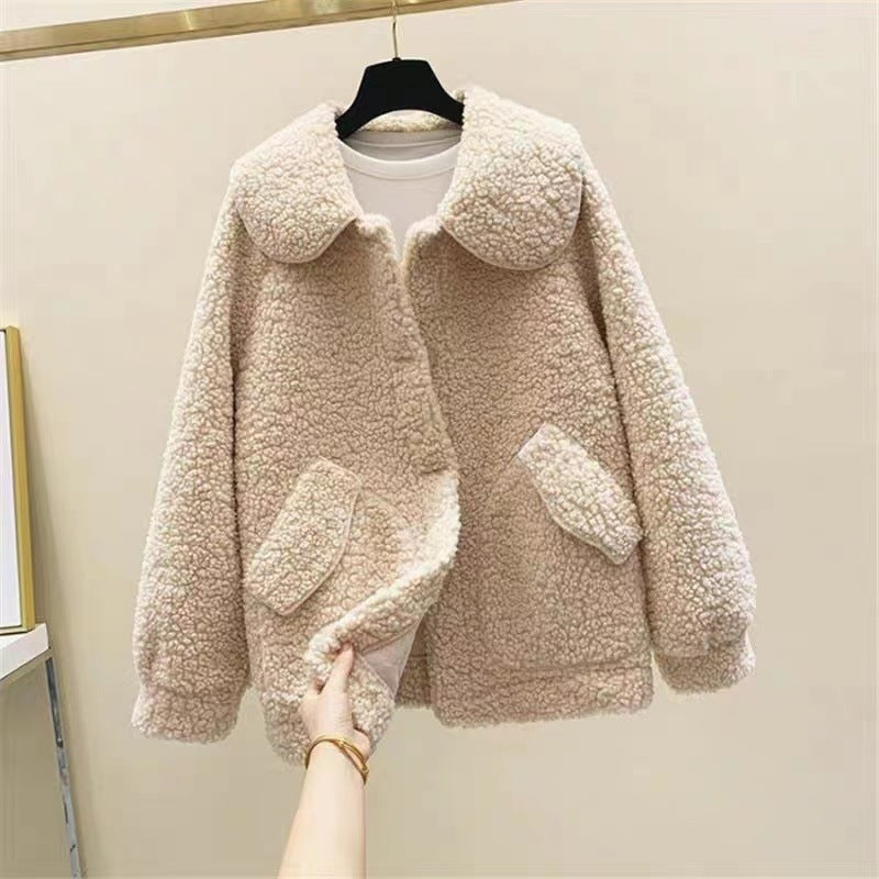 Loose Korean Style Thick Faux Cashmere Coat For Women