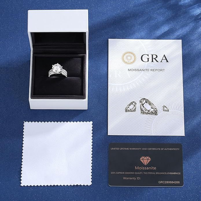 5ct Moissanite Engagement Rings For Women. 11MM Center Stone, D Color VVS1 Created Moissanite, Wedding, Promise, Proposal, Anniversary, Luxurious Bridal Gift