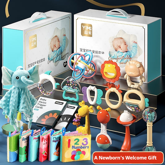 Newborn Baby Hand Cranked Bell Toy Meeting Birthday Gift box.