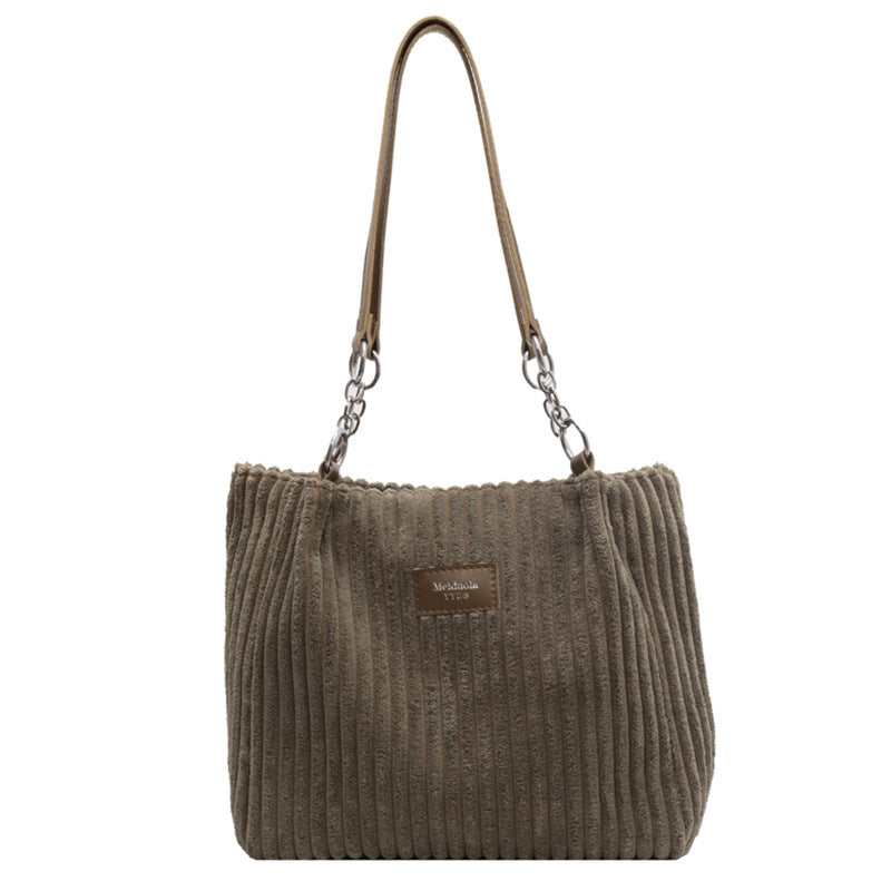 Retro Large Capacity Shoulder Zipper Tote Bag. Women's Handbag