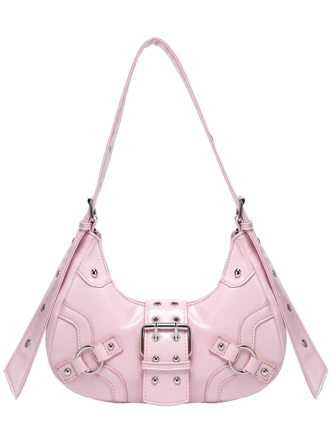 Studded PU Leather Clutch Shoulder Tote Handbag. Adjustable Strap Boho Purses