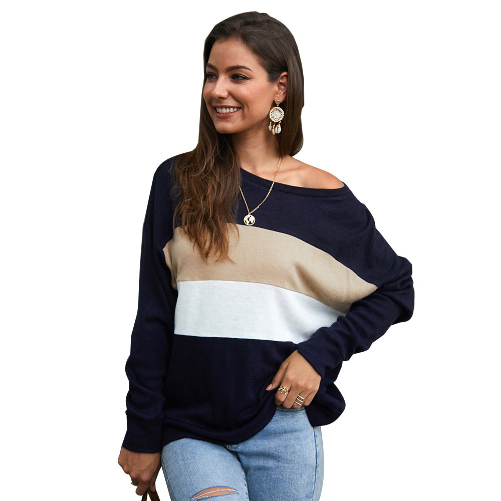 Fashionable Women's Sweater Coat - Striped Knit Top