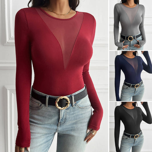Women's Y2g Stitching Solid Color Long-sleeved Top