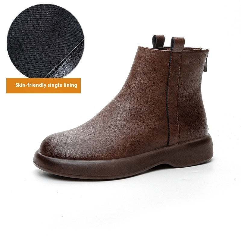 Winter Fleece-lined Flat Ankle Boots Women