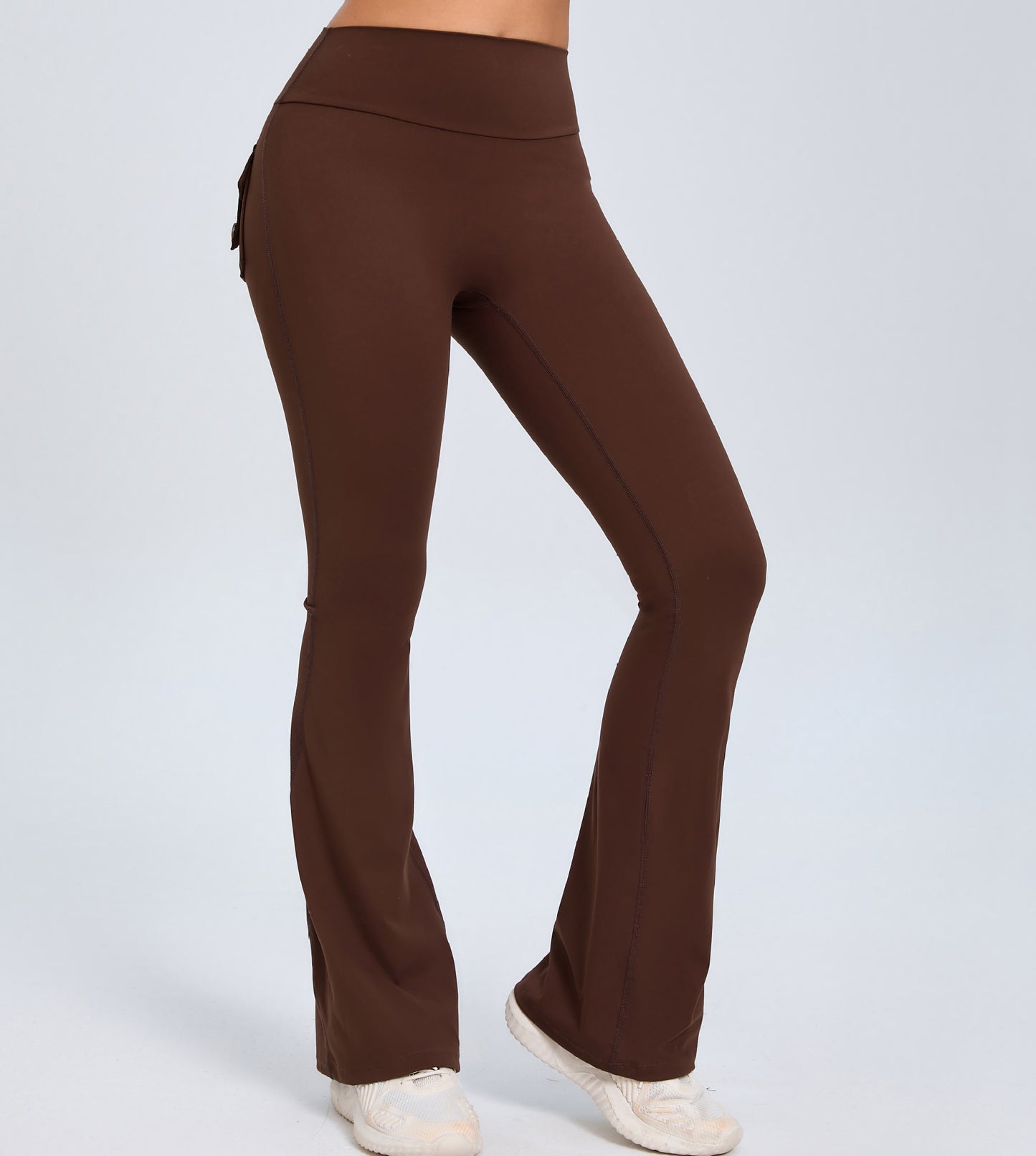 Yoga Fitness Flared Pants With Pockets. High Waist Sports Scrunch Butt Workout Lifting Leggings