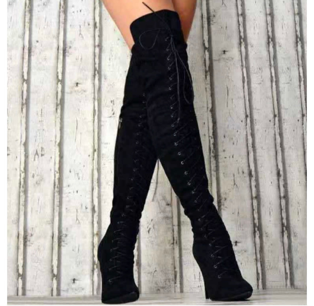 Diva Power High Boots with Ties and Stiletto Heels (One Pair)