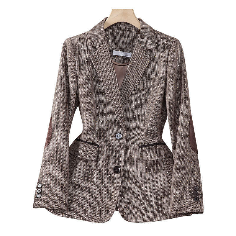 Women's Korean-style Houndstooth Design Small Suit Jacket