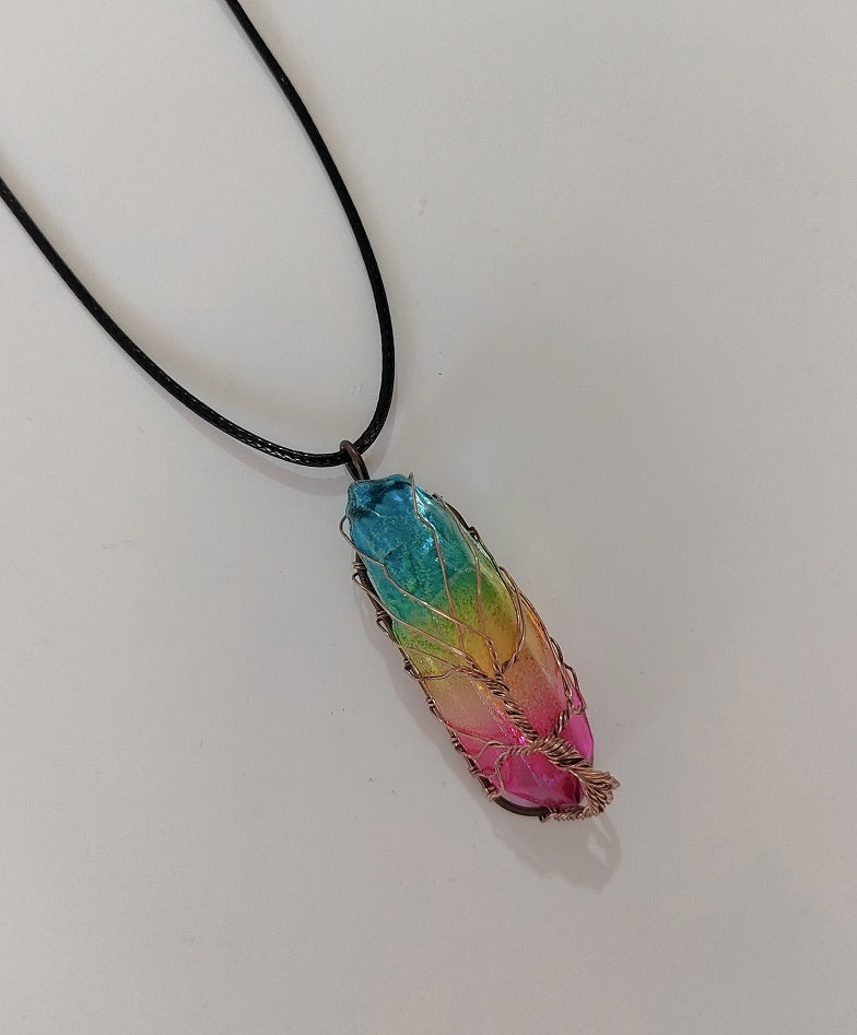 Hot Selling Stone Crystal Pillar Tree Of Life Pendant, Fashion Necklace