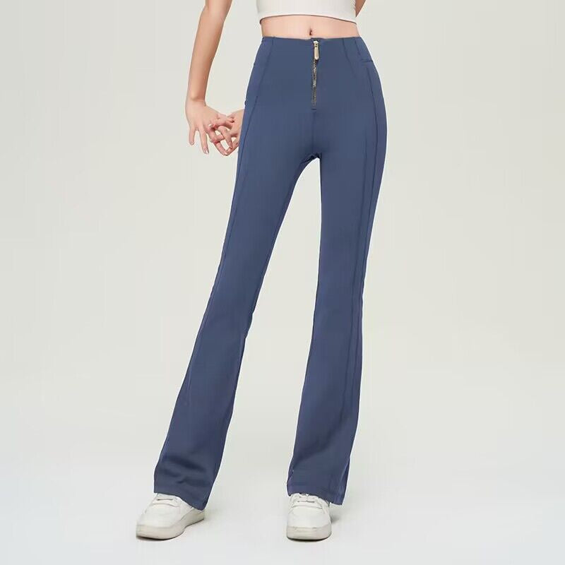High Waist Zipper Bell-bottom Trouser. Slimming Butt Lifting Flared Leggings Sports Gym.