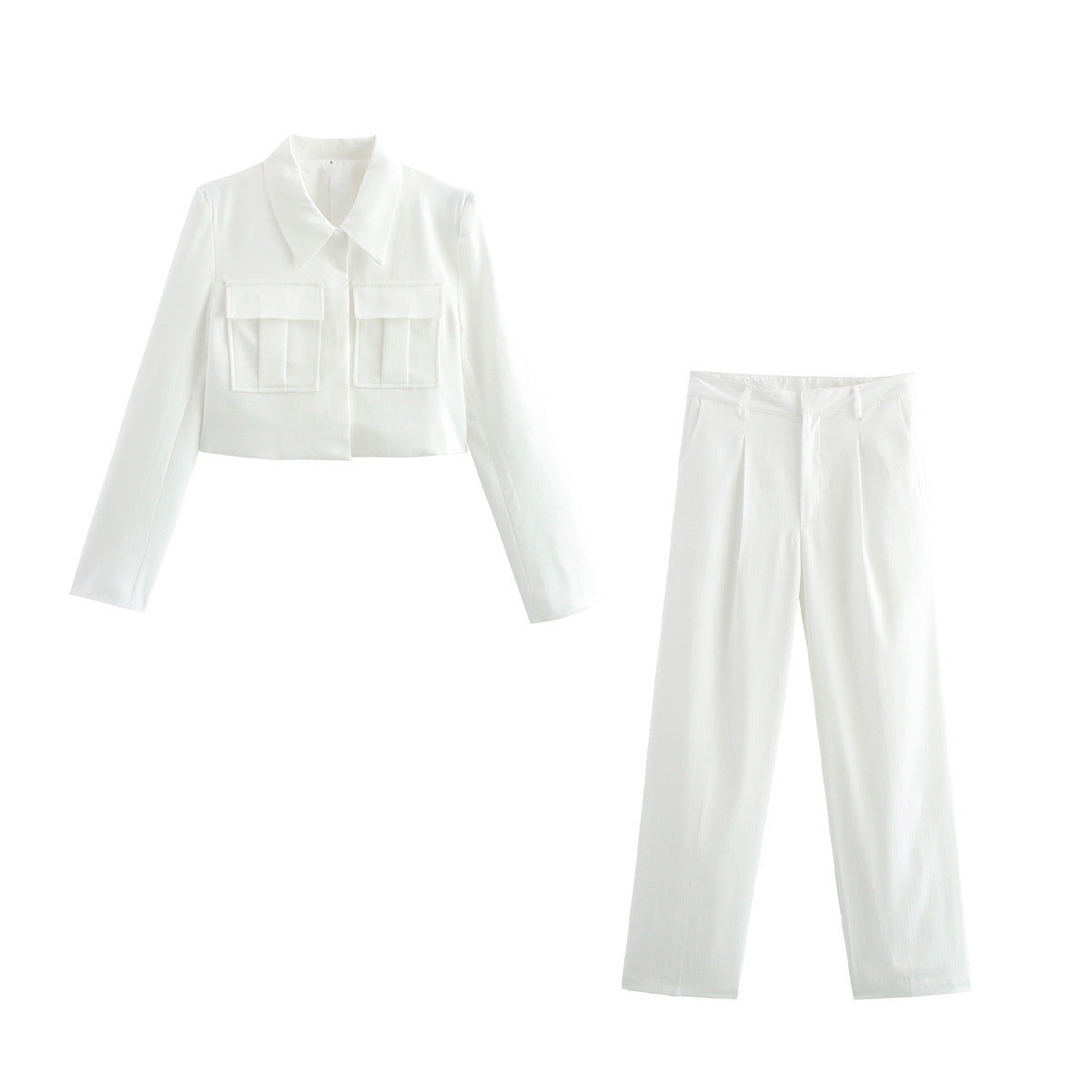 Double Pocket Coat Top Pants Suit Women