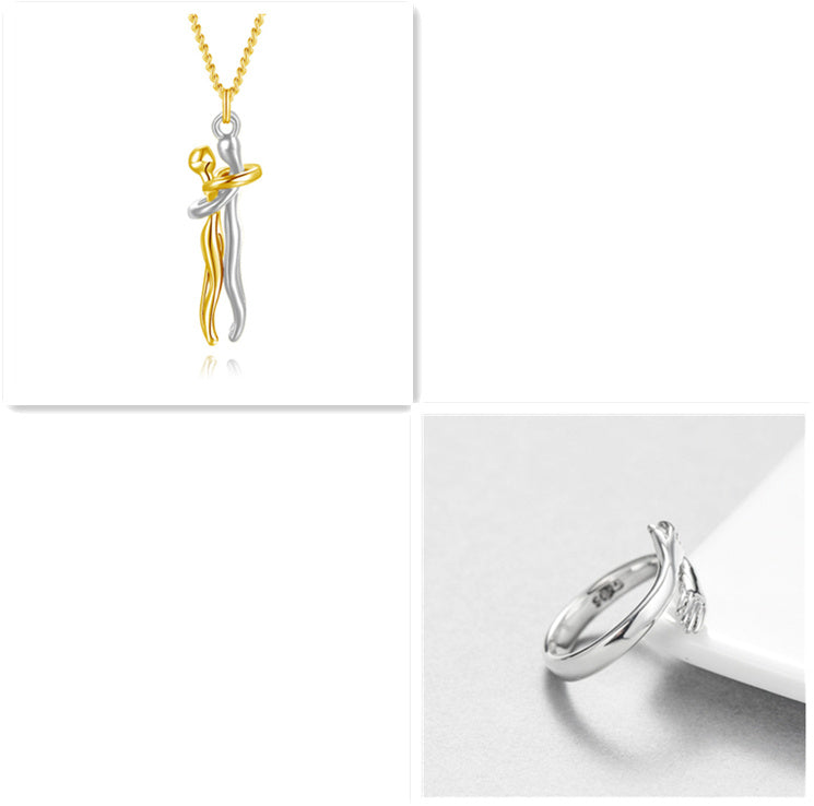 Love Hug Necklace Unisex Men Women Couple Clavicle Chain. Valentines Day Lover Gift