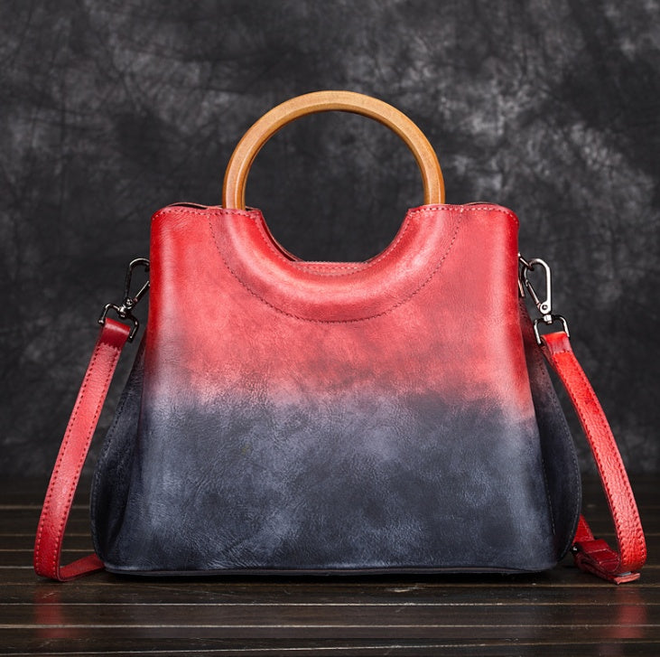 Leather hand-painted suede retro craft handbags. Diagonal package