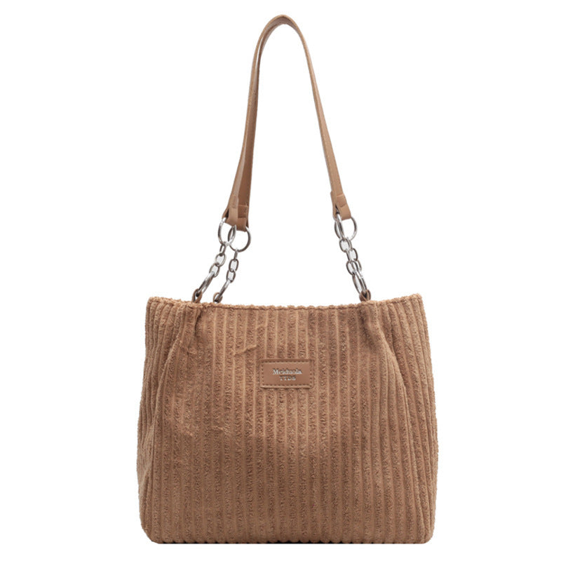 Retro Large Capacity Shoulder Zipper Tote Bag. Women's Handbag