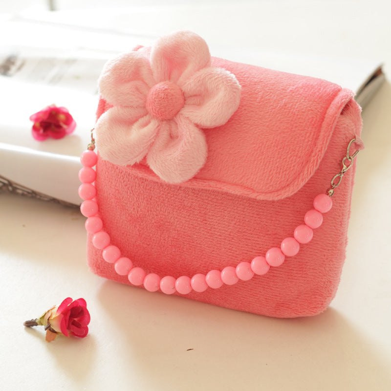 Children's cute flower bead chain hand bag/ baby purse