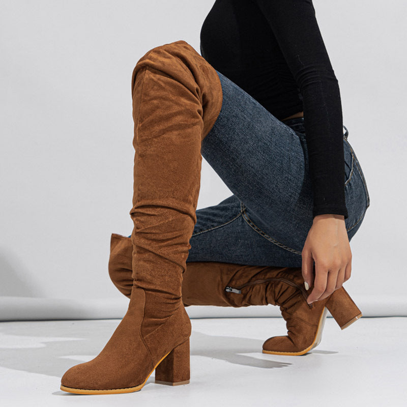 Women's High-heeled Elastic Long Boots. Over The Knee Boots