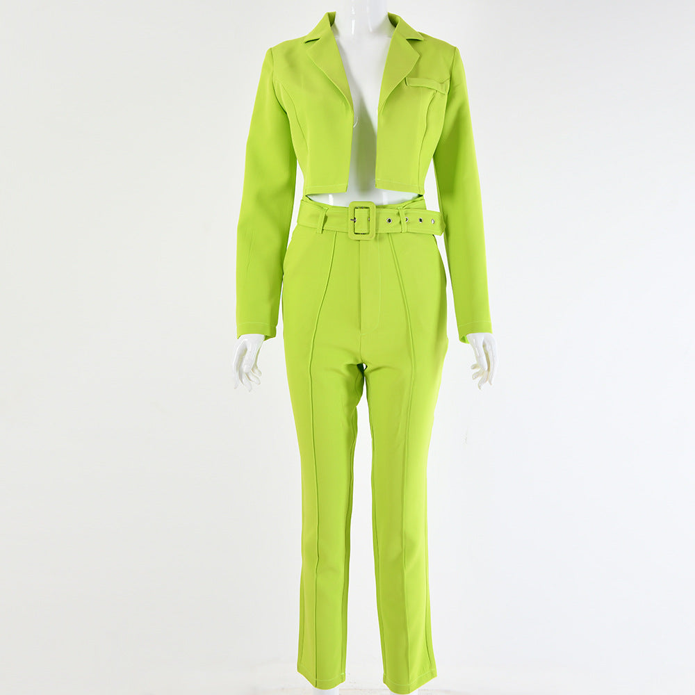 Women's Unbuttoned Blazer Two-Piece Set
