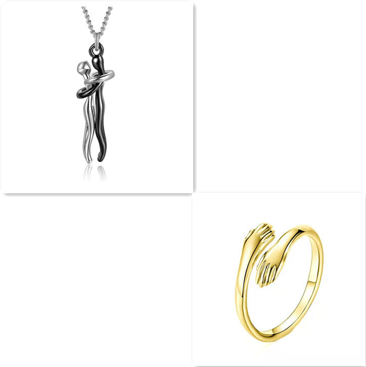 Love Hug Necklace Unisex Men Women Couple Clavicle Chain. Valentines Day Lover Gift