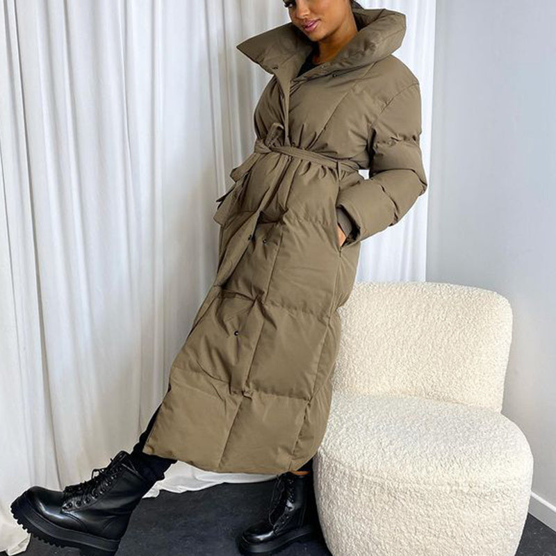 Malina Thick Loose Parkas. Solid Covered Coat