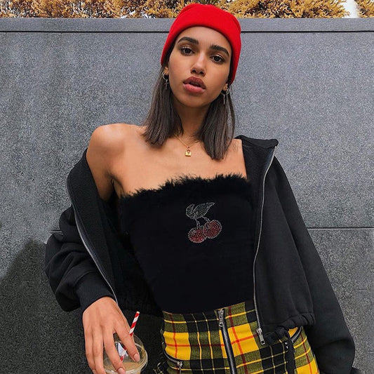 New Velvet Stitching Collar Wrapped Chest vest