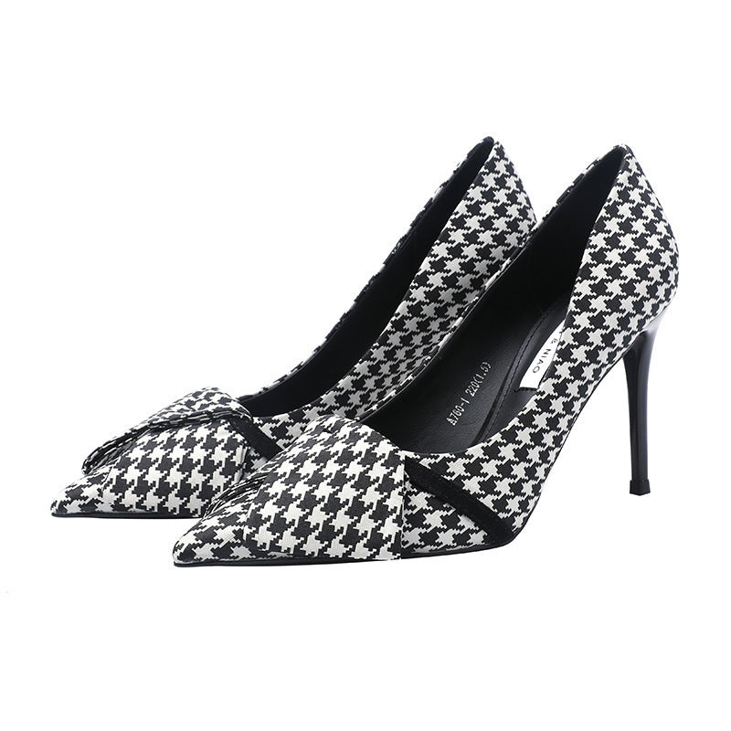 Stiletto Women's New Spring Temperament Pointed Bow High Heels Shoes
