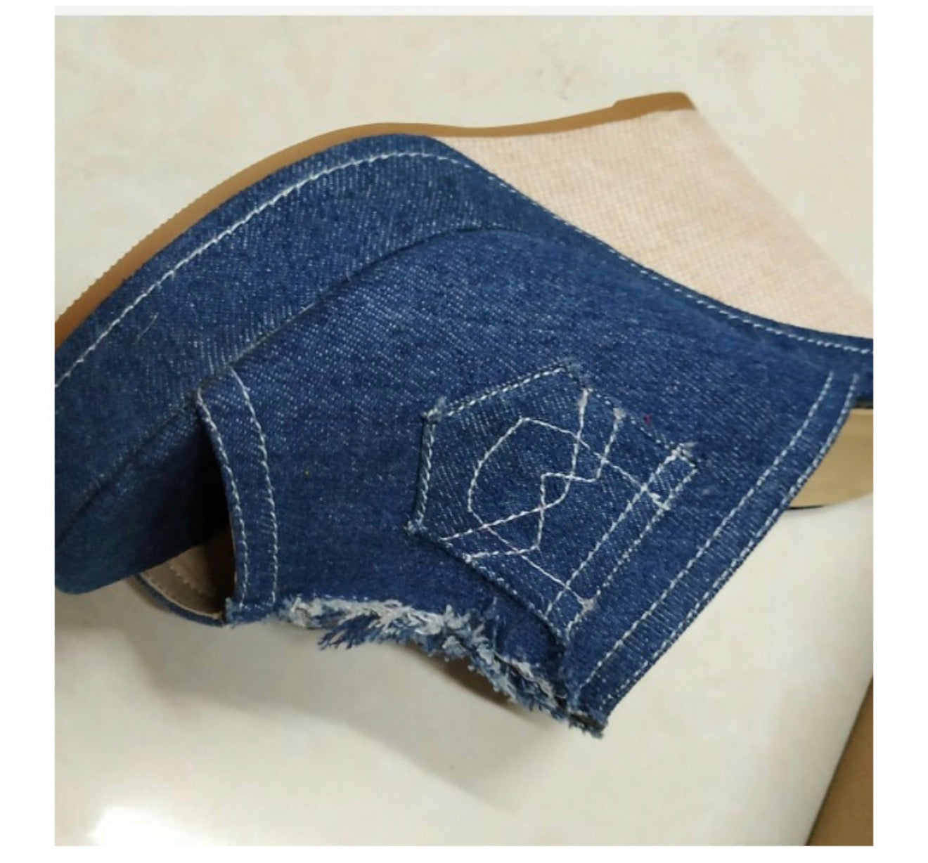 Summer Women's Denim Sandals with Mid Heels