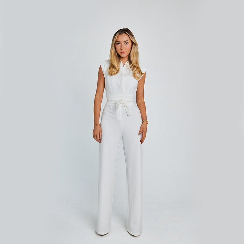 Fashion Elegant Long Sleeveless Jumpsuit. Summer V-neck Casual Wide Leg Long Overalls For Women