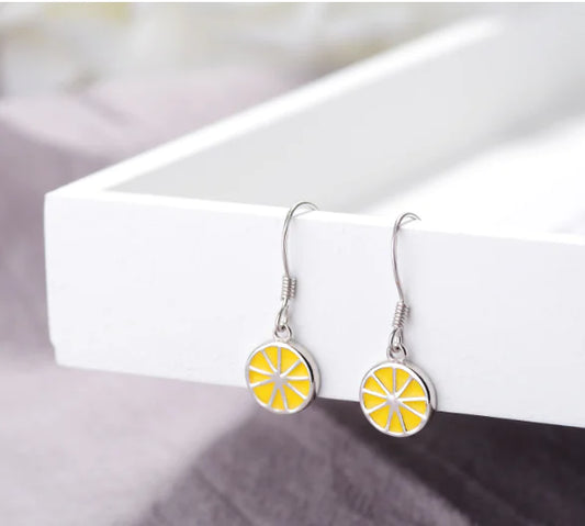 925 Silver Simple Lemon Earrings for Women