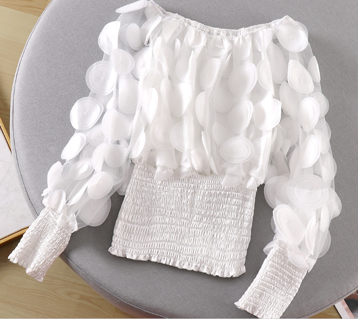 Off-Shoulder Waist-Tied Blouse with Puff Sleeves