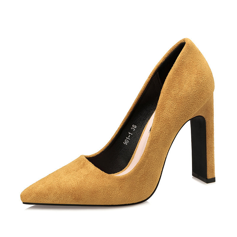 Korean Style Fashion Pointed Toe Thick Heels.