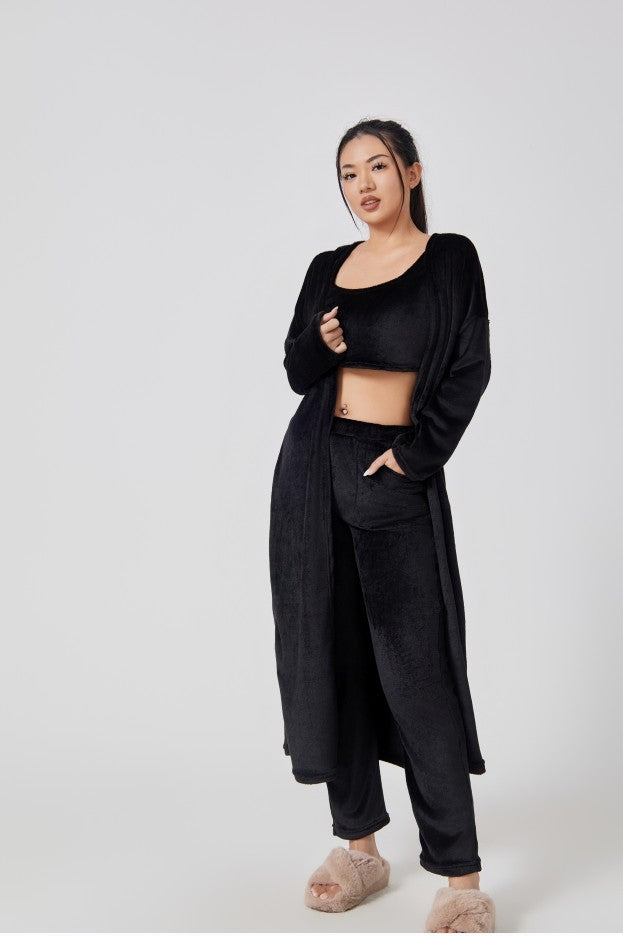3 Piece Cozy Warm Pajama Lounge Set, Winter Dress