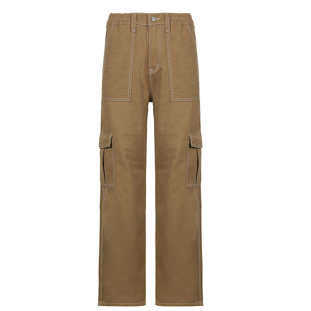 Wide Leg Cargo Pants for Women with Pockets