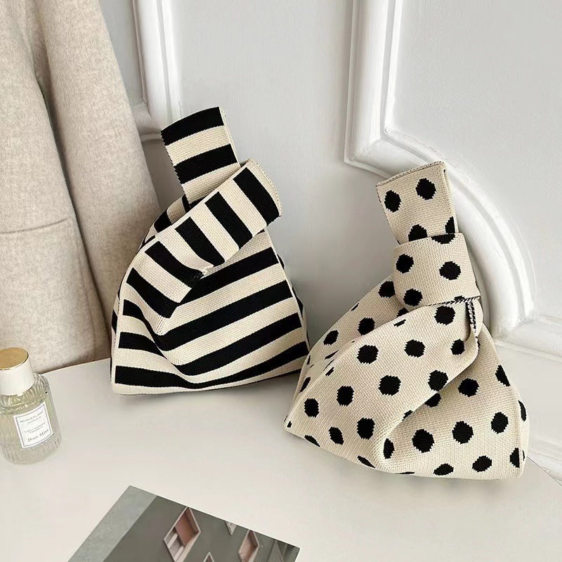 Wool Knitted Student Hand-carrying Casual Bucket Tote Bag