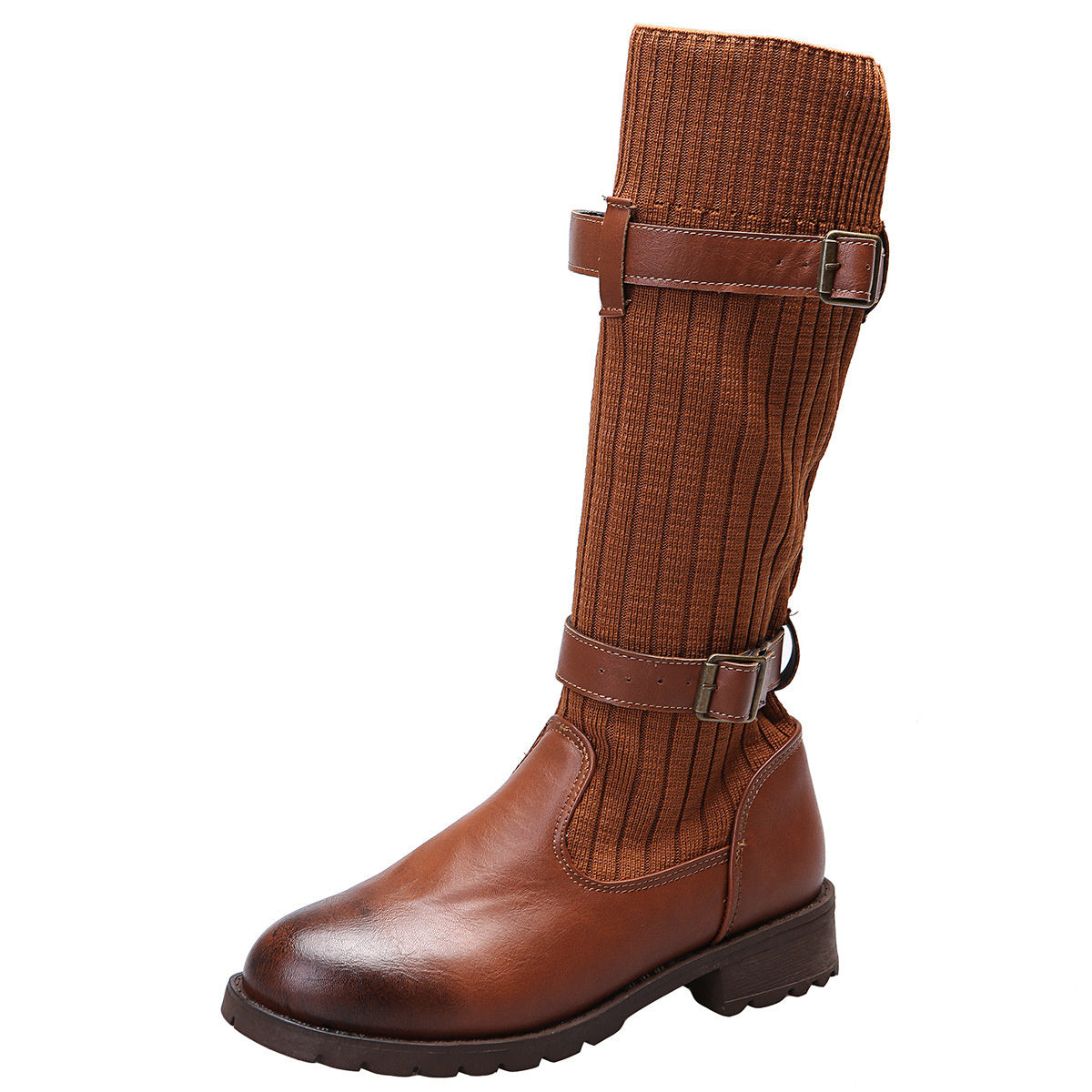 Leapard Winter Mid Calf Women Sock Boots
