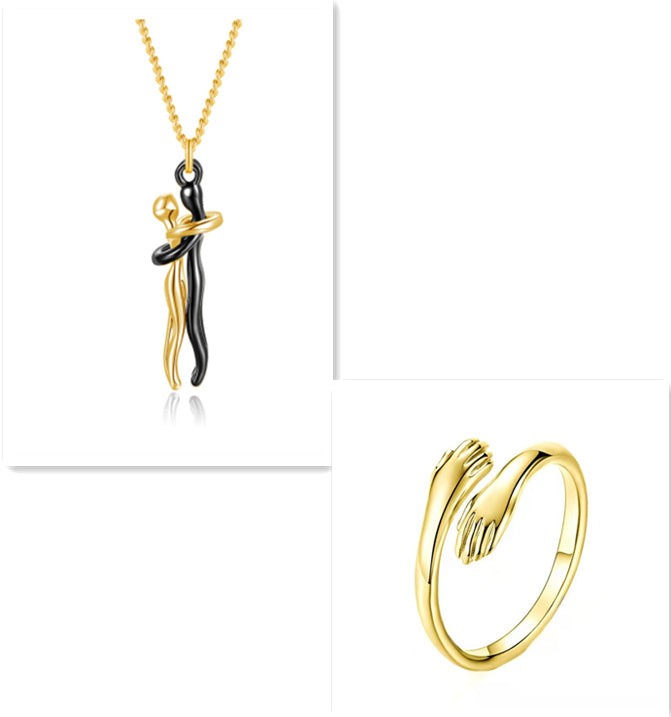 Love Hug Necklace Unisex Men Women Couple Clavicle Chain. Valentines Day Lover Gift