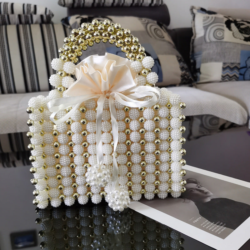 French niche bayberry ball hand-woven, beaded pearl ,dinner handbag