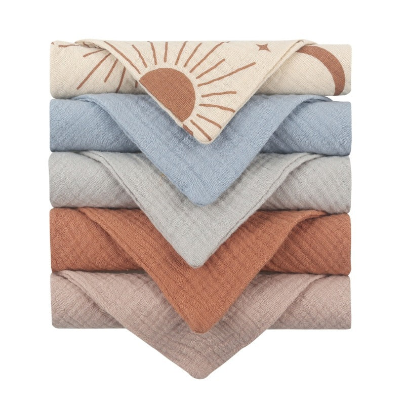 5-piece Baby Towel Plain Cotton Face Towel