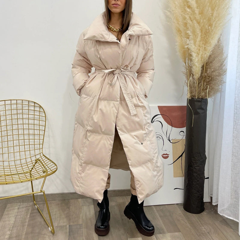 Malina Thick Loose Parkas. Solid Covered Coat