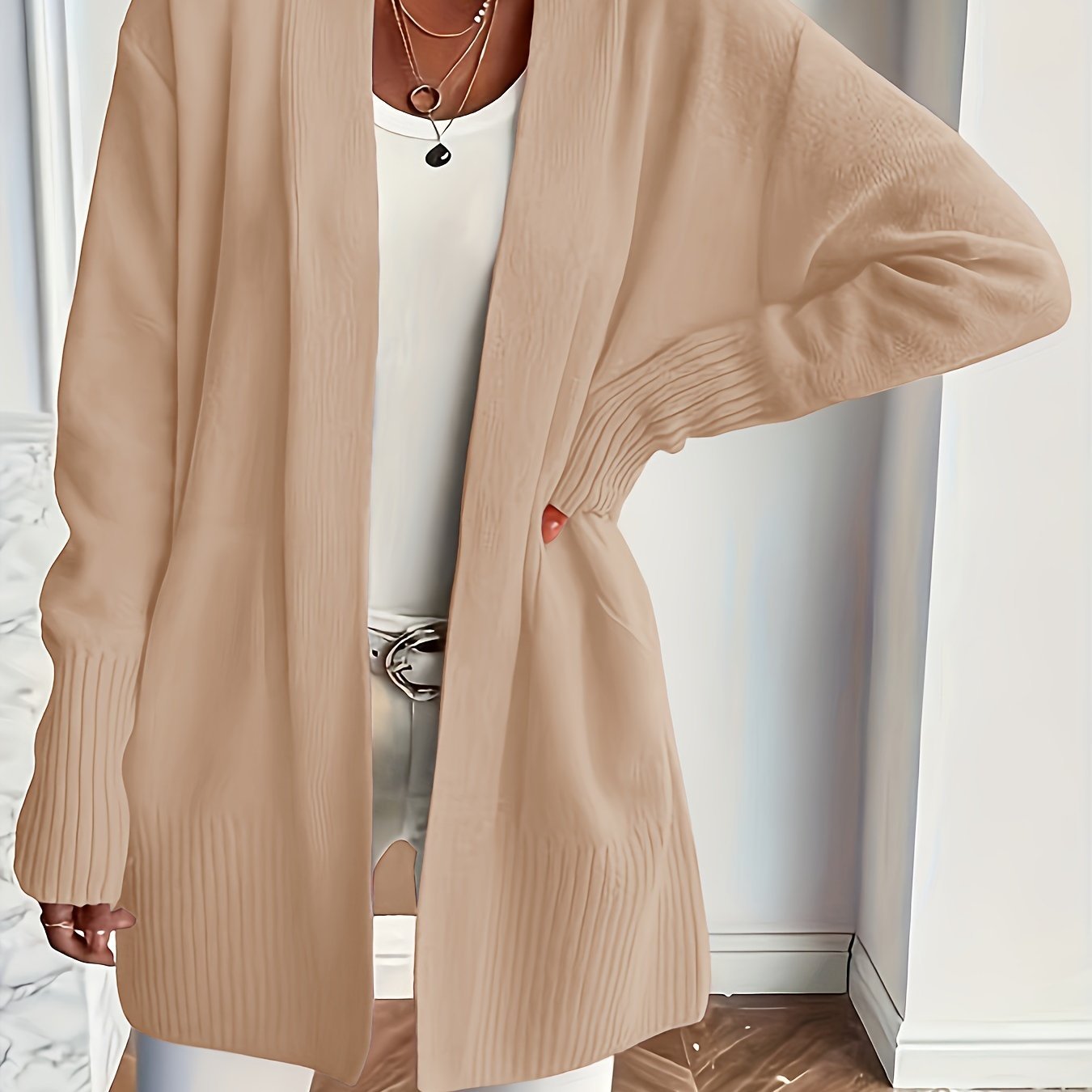 Women's Mid-length Large Pocket Sweaters/Cardigans