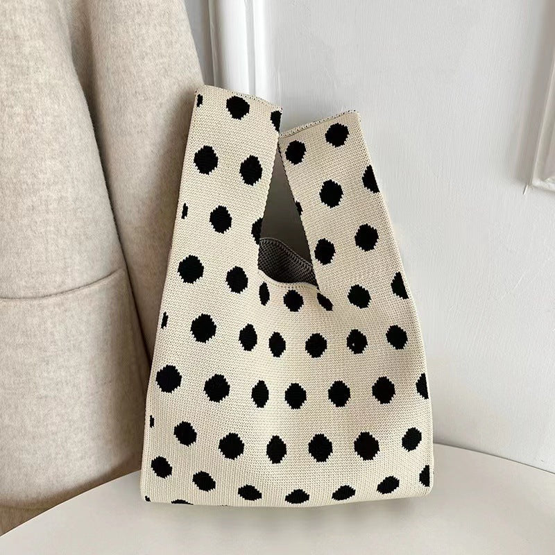 Wool Knitted Student Hand-carrying Casual Bucket Tote Bag