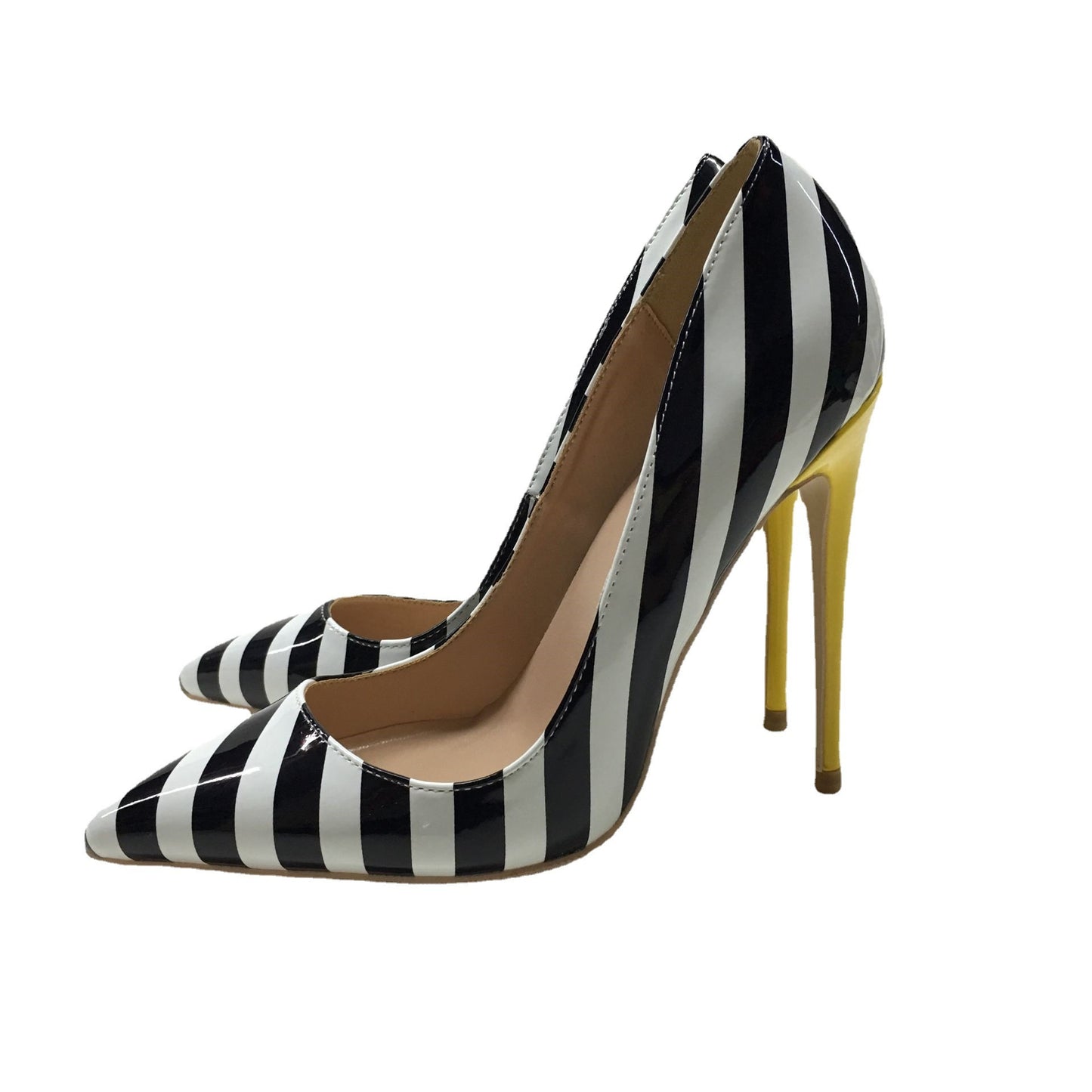 Striped Pointed Toe Stiletto High heels. Women pumps.