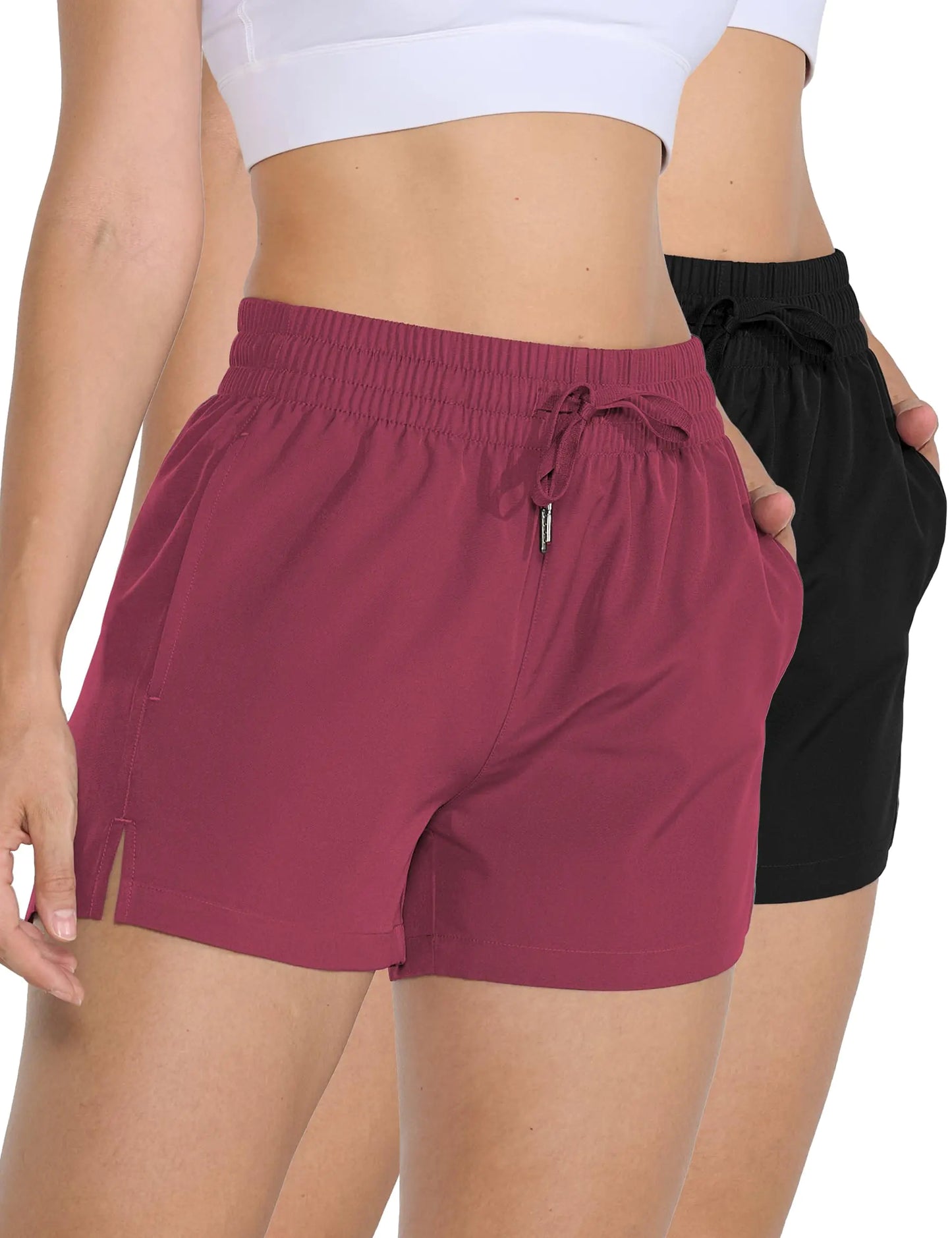 2 Pack 3" Womens Athletic Shorts. Basic Lightweight Running Shorts, Quick Dry Gym Workout Shorts with Pockets